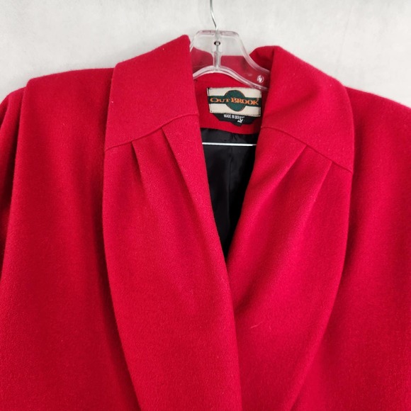 Vintage Outbrook Red Wool Coat Jacket Long Double Breasted Size 12 - Picture 2 of 13